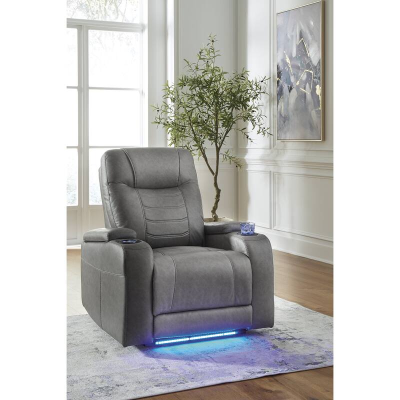 Signature Design by Ashley Schooner Rocks Power Recliner with Adjustable Headrest - Slate
