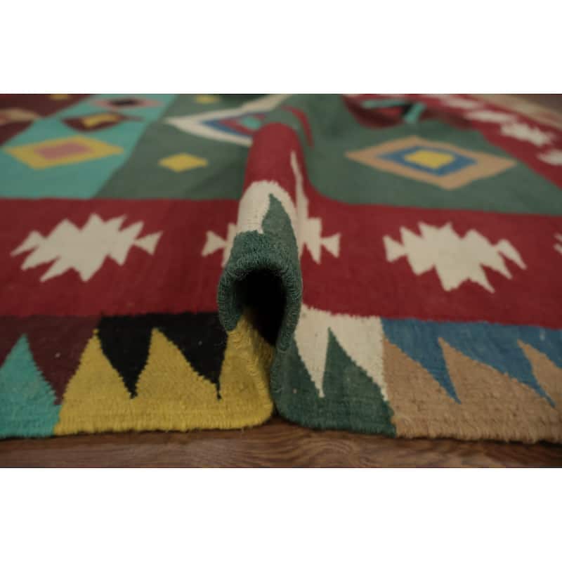 Hand Woven Oriental 100% Wool Carpet Southwestern Modern Multi-Colored Kilim Area Rug - 6' 0'' X 5' 8''
