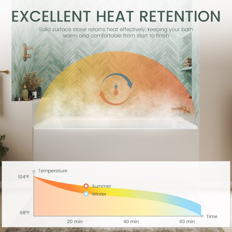 60 in. x 32 in. Acrylic Alcove Deep Soaking Bathtub with Right Drain in Matte White, Includes Chrome Cover & Metal Drain