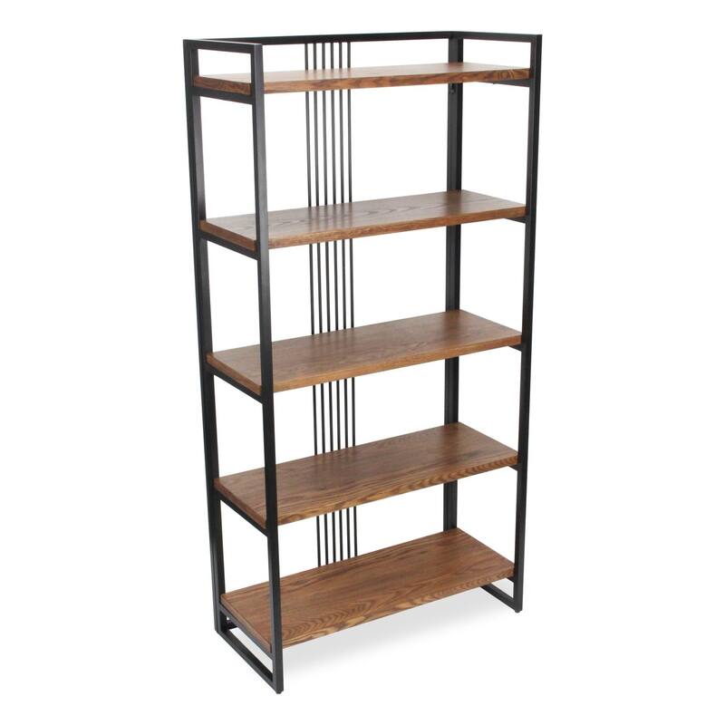 Handmade Five Tier Foldable Corner Shelf - 60.25" - Brown and Gray