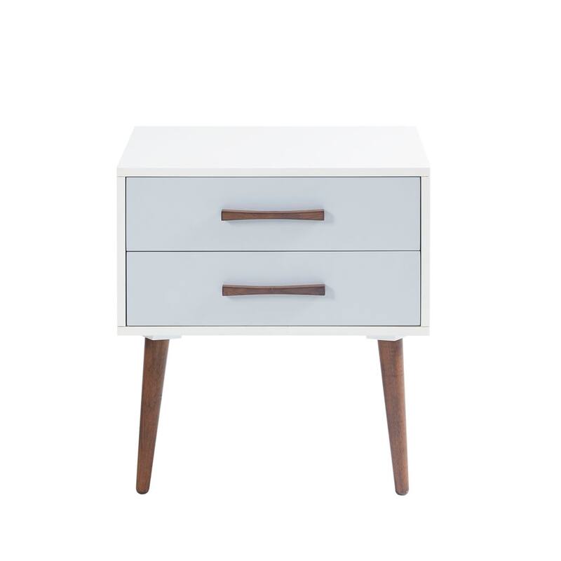 Mid-Cnetury Modern Wooden Storage Nightstand with 2 Drawers