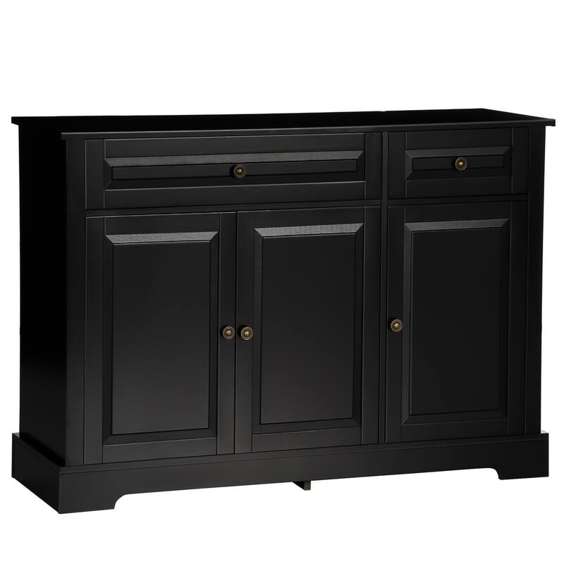 Buffet Cabinet with 2 Drawers and Adjustable Shelves - Black