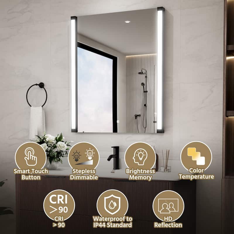 Modland 270° Adjustable LED Bathroom Mirror with Lights Stepless Dimming and Memory Function