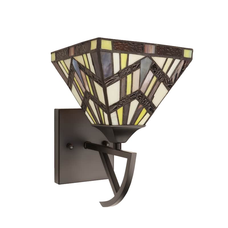 Tiffany-Style 1-Light Mission Wall Sconce 6" Shade