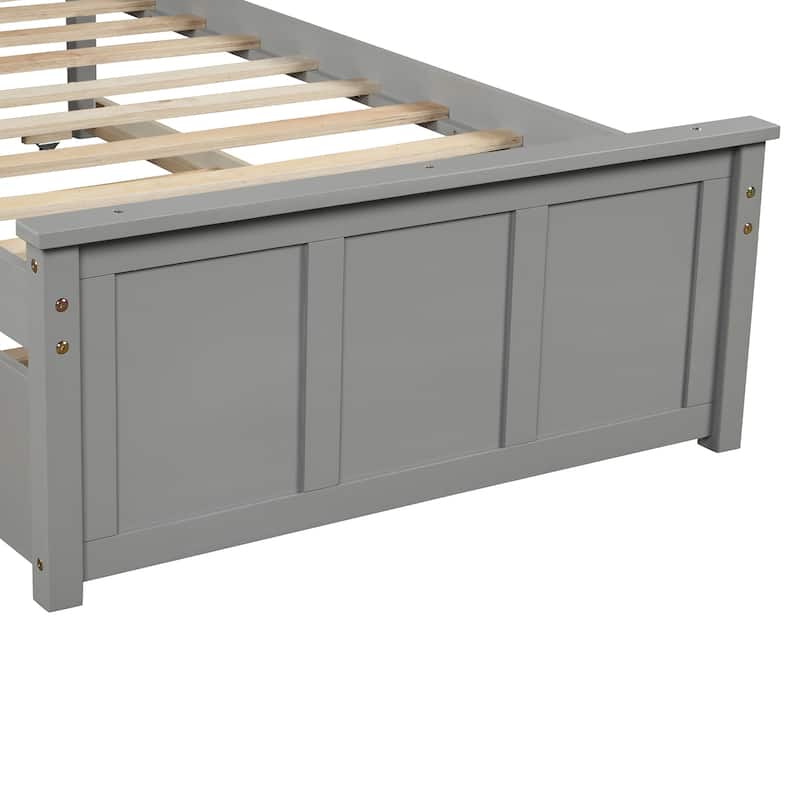 Twin Pine Platform Bed with Trundle & Headboard