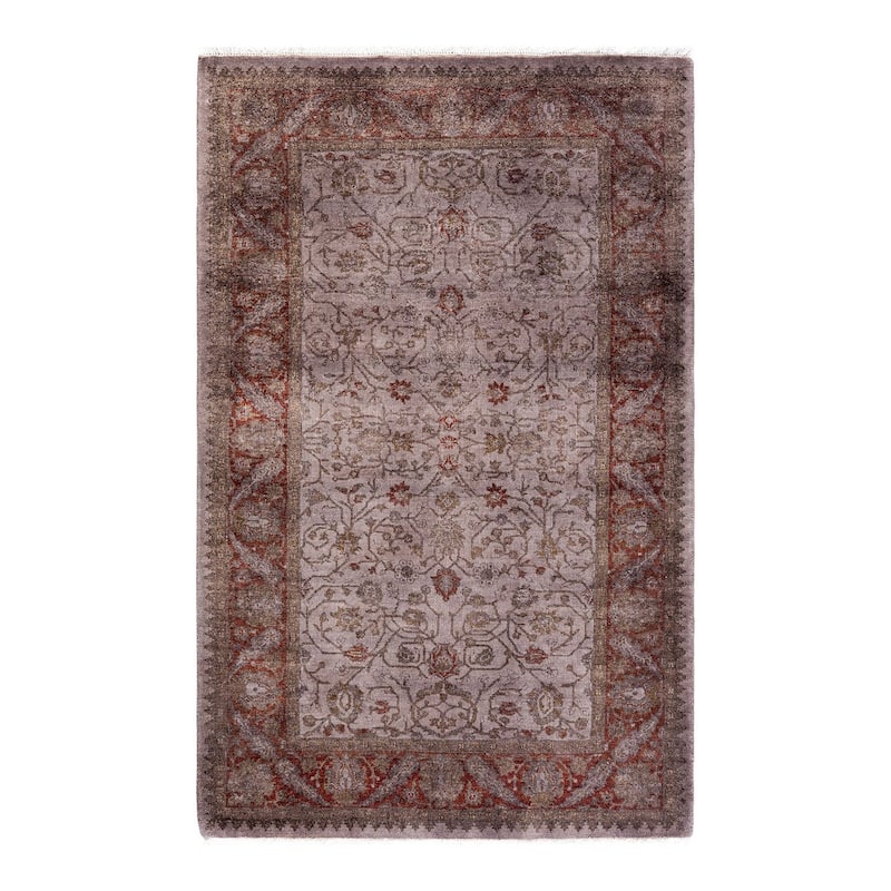 Overton Hand Knotted Wool Vintage Inspired Modern Contemporary Overdyed Beige Area Rug - 3' 1" x 4' 10"