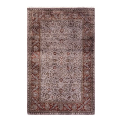 Overton Hand Knotted Wool Vintage Inspired Modern Contemporary Overdyed Beige Area Rug - 3' 1" x 4' 10"