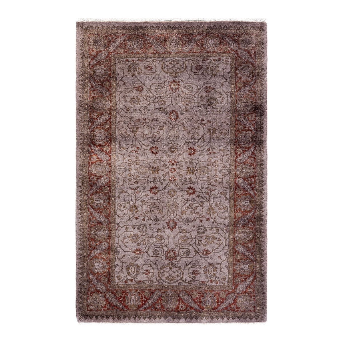 Overton Hand Knotted Wool Vintage Inspired Modern Contemporary Overdyed Beige Area Rug - 3' 1" x 4' 10"