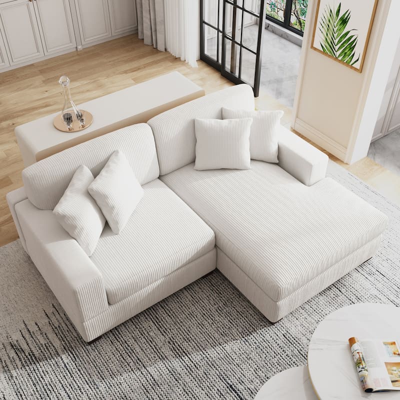 Oversized Modular Sectional Sofa Set with Pillows for Living Room - Beige/Armchair&Chaise