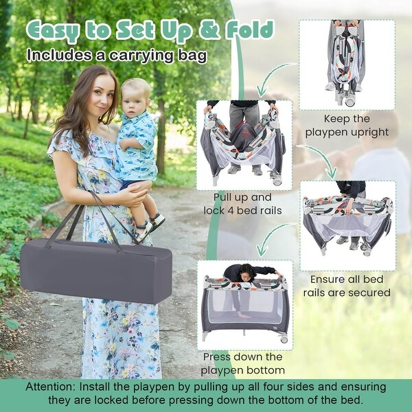 Babyjoy 3 in 1 Baby Playard Portable Infant Nursery Center w