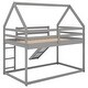 preview thumbnail 5 of 12, Elegant House Shape Twin over Twin Bunk Bed with Slide, Guardrails and Ladder, Designed for Child Safety, Gender Neutral, Grey