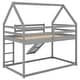 preview thumbnail 17 of 25, Twin Over Twin Bunk Bed with Slide House Shaped Bedframe w/Ladder