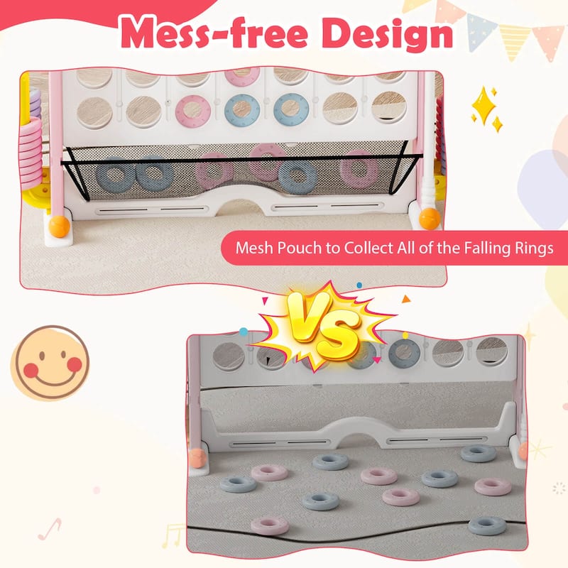 Costway Giant 4-in-a-Row Game Set with Ring-toss, Basketball Hoop, - See Details