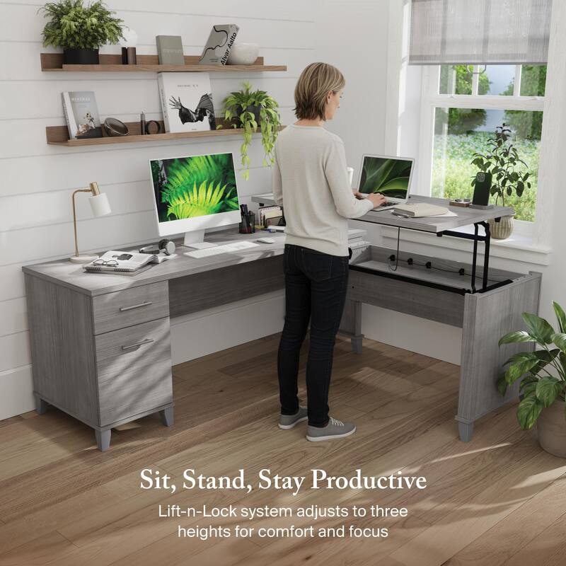 Somerset 72W 3 Position Sit to Stand L Shaped Desk by Bush Furniture