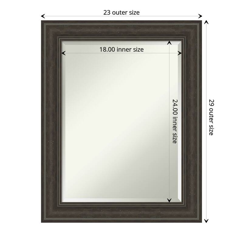 Beveled Bathroom Wall Mirror - Shipwreck Greywash Frame - Outer Size: 23 x 29 in