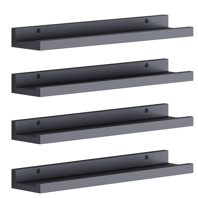 Wallniture Lagos 17" Kids Wall Shelves Floating Nursery Bookshelf Picture Ledge Toy Storage Organizer, Set of 4 - N/A