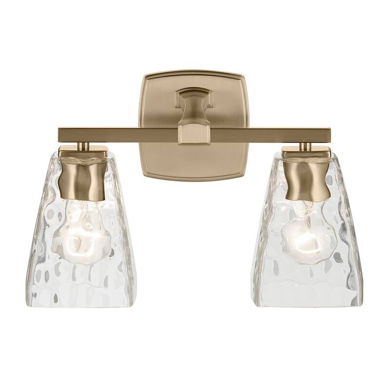 Kichler Lighting Marant 14.25" 2-Light Vanity Light with Clear Water Glass in Champagne Bronze