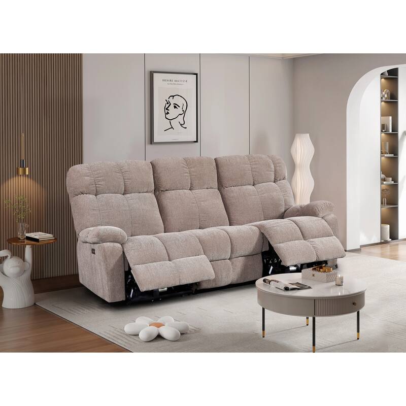 Dual Motor Power Recliner Sofa 2 Seater Multiple Combinations, Beige Fabric