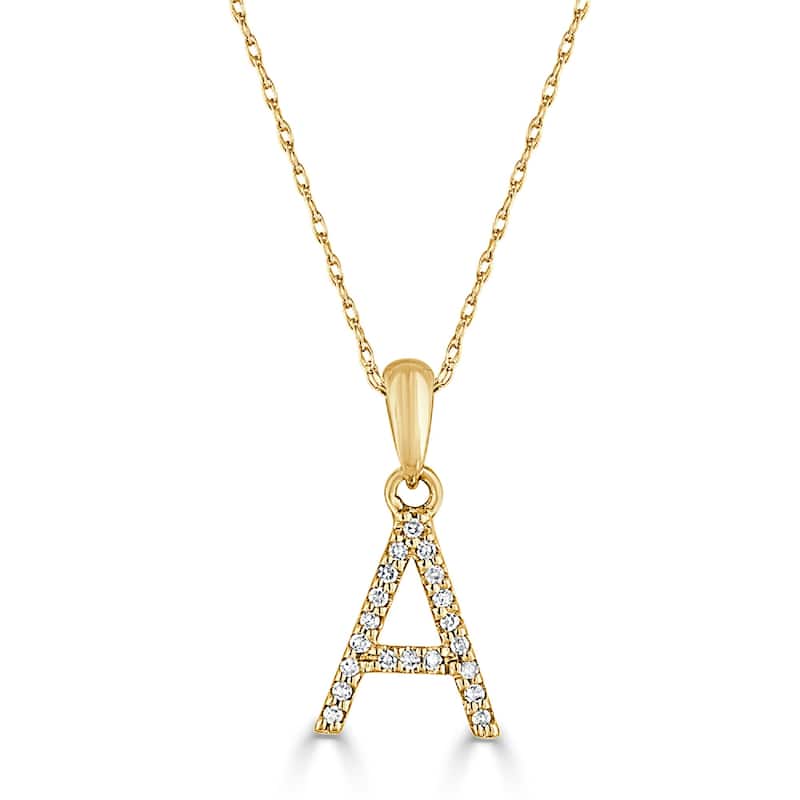 Joelle Collection 1/10 ctw Diamond Initial Pendant Necklace 14K Gold adjustable 16 to 18 inch Chain - Personalized Gift