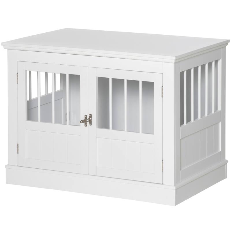Triple Doors Dog Crate End Table Wooden Dog House Indoor Use Dog Cage with and Steel Tubes for Small Dogs