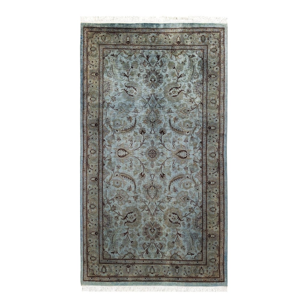 Overton Hand Knotted Wool Vintage Inspired Modern Contemporary Overdyed Gray Area Rug - 3' 1" x 5' 5"