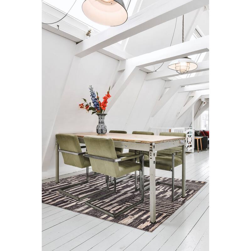 ECARPETGALLERY Hand-knotted Tangier Dark Grey Wool Rug - 5'3 x 7'4