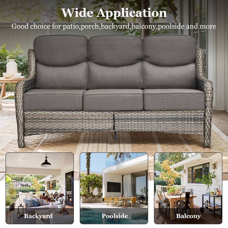 Pocassy 10 Pieces Outdoor 6 Inch Sofa Swivel Chair Ottoman with Fire Table