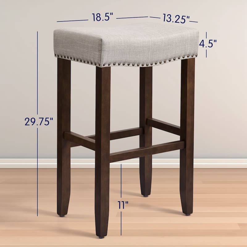Subrtex Bar Stools / Counter Stools Saddle Linen / Solid wood / Farmhouse Style 24", 29" - Bar Height