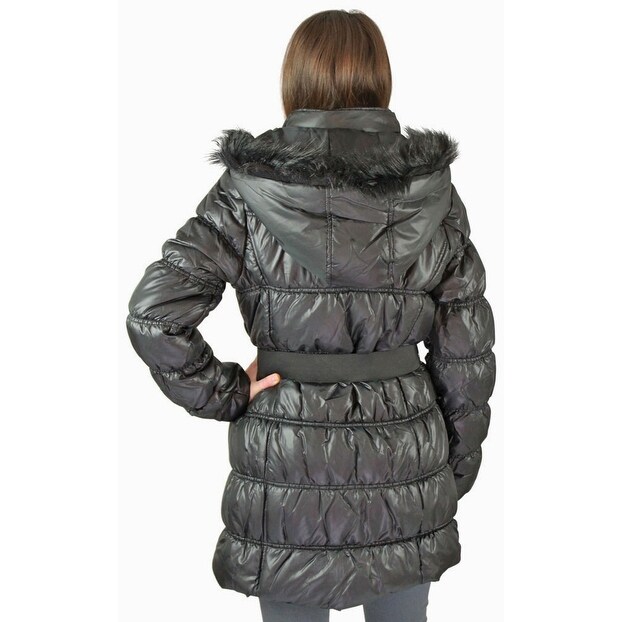 Shop Urban Republic Juniors Long Belted Puffer Faux Down Winter