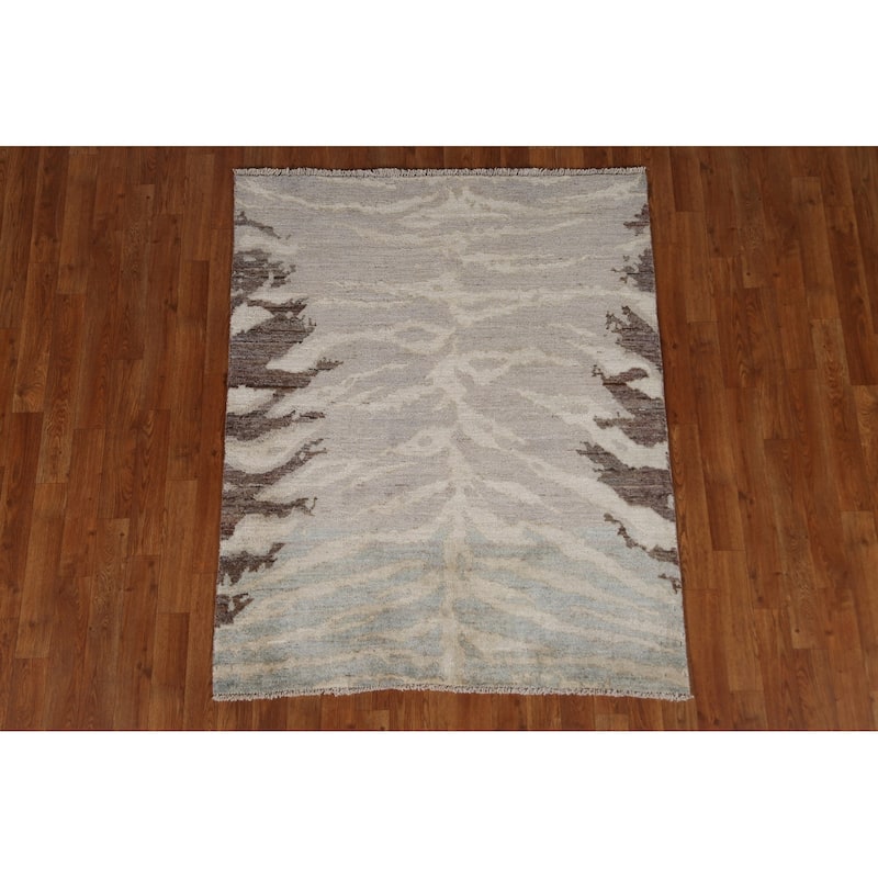 Hand Knotted Oriental 100% Wool Carpet Modern Abstract Multi-Colored Abstract Area Rug - 4' 9'' X 3' 10''