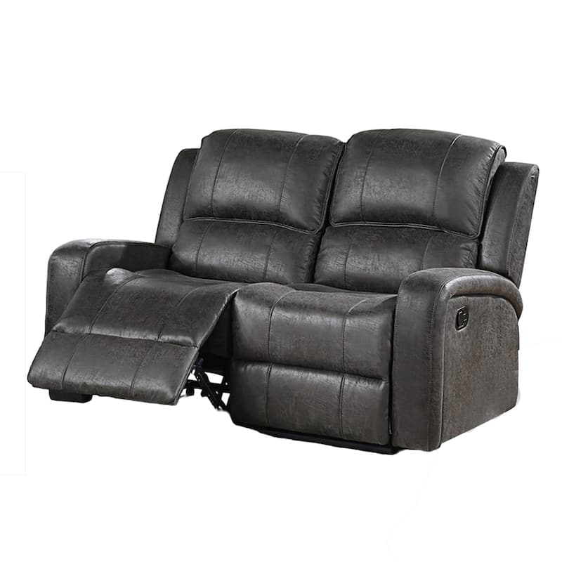 Charles Manual Recliner Loveseat, Smoke Gray Faux Leather, 55 Inch