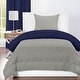 preview thumbnail 2 of 3, Deep Blue and Mushroom Grey Reversible Comforter Set