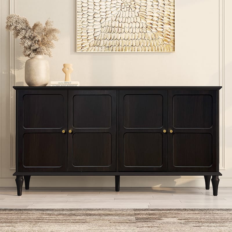 58" Mid-Century 4-Door Cabinet