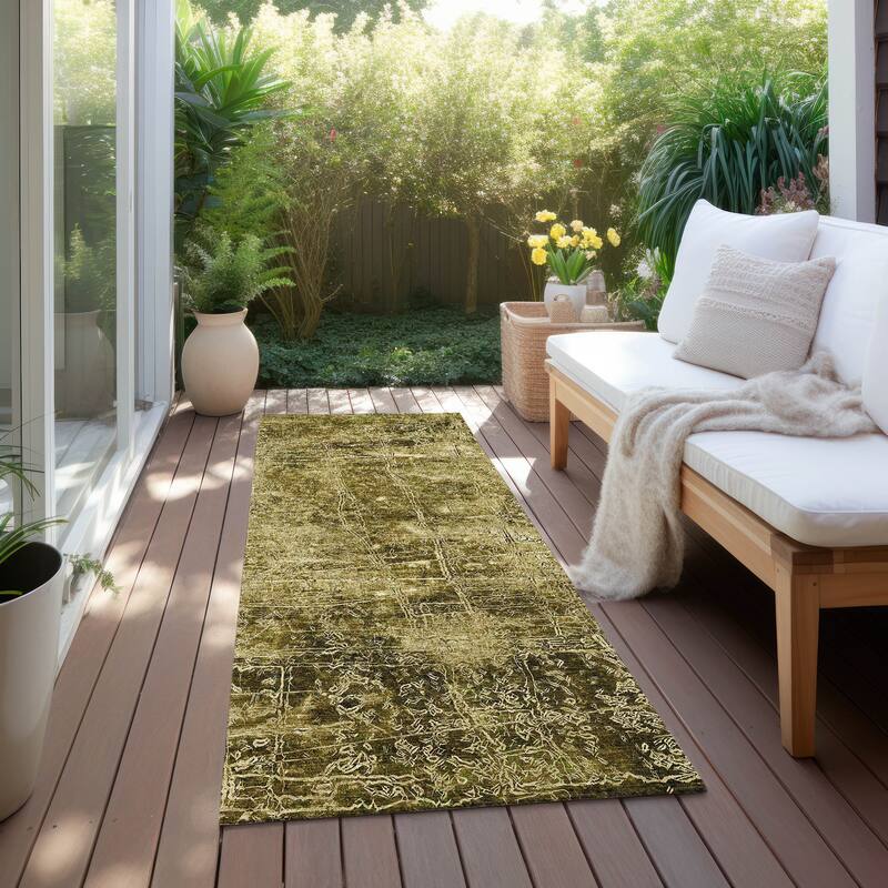 Machine Washable Indoor/ Outdoor Abstract Solid Chantille Rug