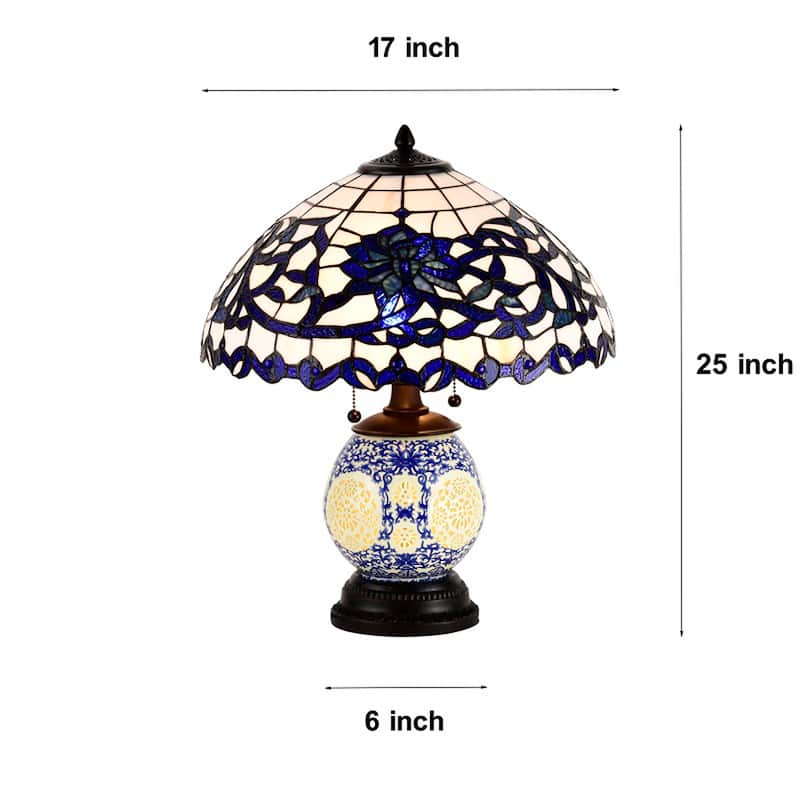 Akiko 3-light Blue Glass 21-inch Double-lit Tiffany-style Table Lamp