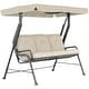 preview thumbnail 2 of 23, Outsunny Outdoor Patio Porch Swing Bench with Included Adjustable Shade Awning & Comfort Padded Seating for Three People