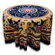 preview thumbnail 2 of 2, Batik Elephant Cotton Enchanting Floral Tablecloth Round Gold Red