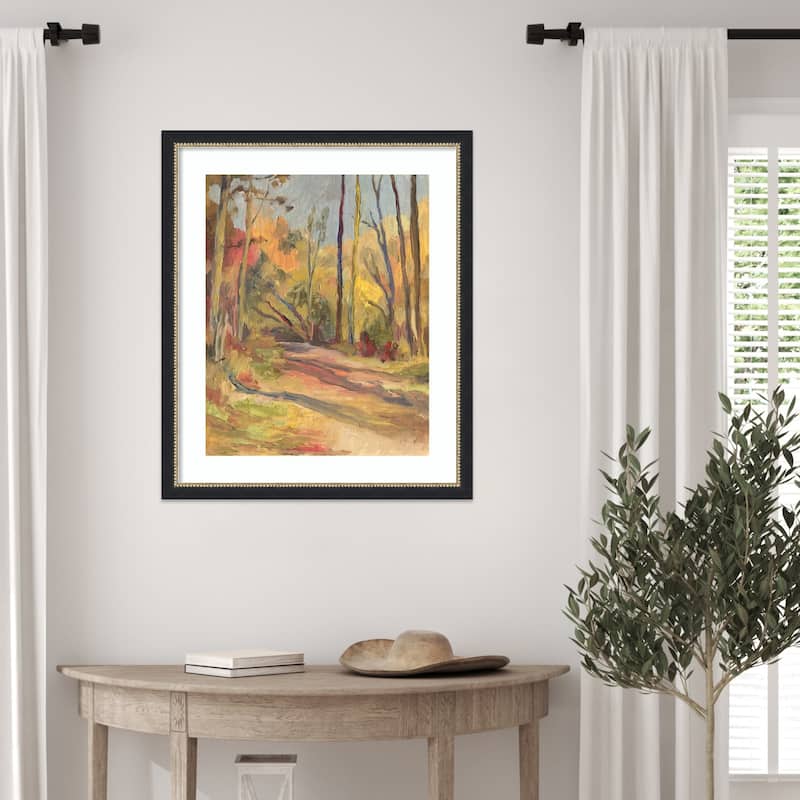 Autumn Walk Oilpainting by Catalina Somolinos Wood Framed Wall Art Print