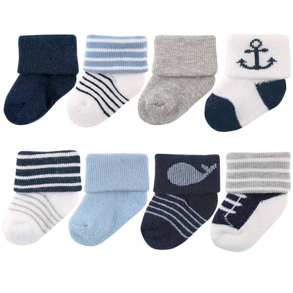 slide 1 of 1, Luvable Friends Baby Boy Newborn and Baby Terry Socks, Whale 0-6 Months - Whale