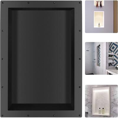 17 in. W x 25 in. H x 3.75 in. D Bathroom Shower Niche Ready for Tile Single Shelf for Shampoo, Toiletry Storage in Black