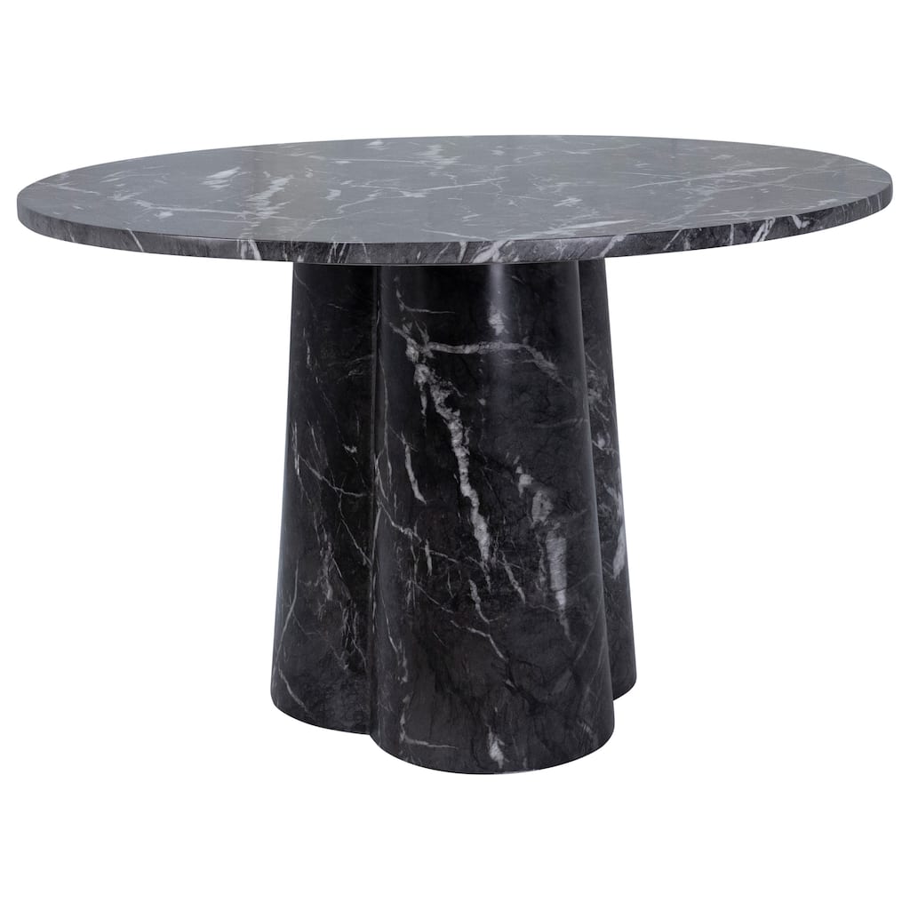 Adonis 48" Round Black Marble Transfer Concrete Pedestal Table