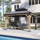 preview thumbnail 44 of 62, Aoxun Outdoor Cedar Wood Gazebo with Double Hardtop Roof 12'x10' - Double Top