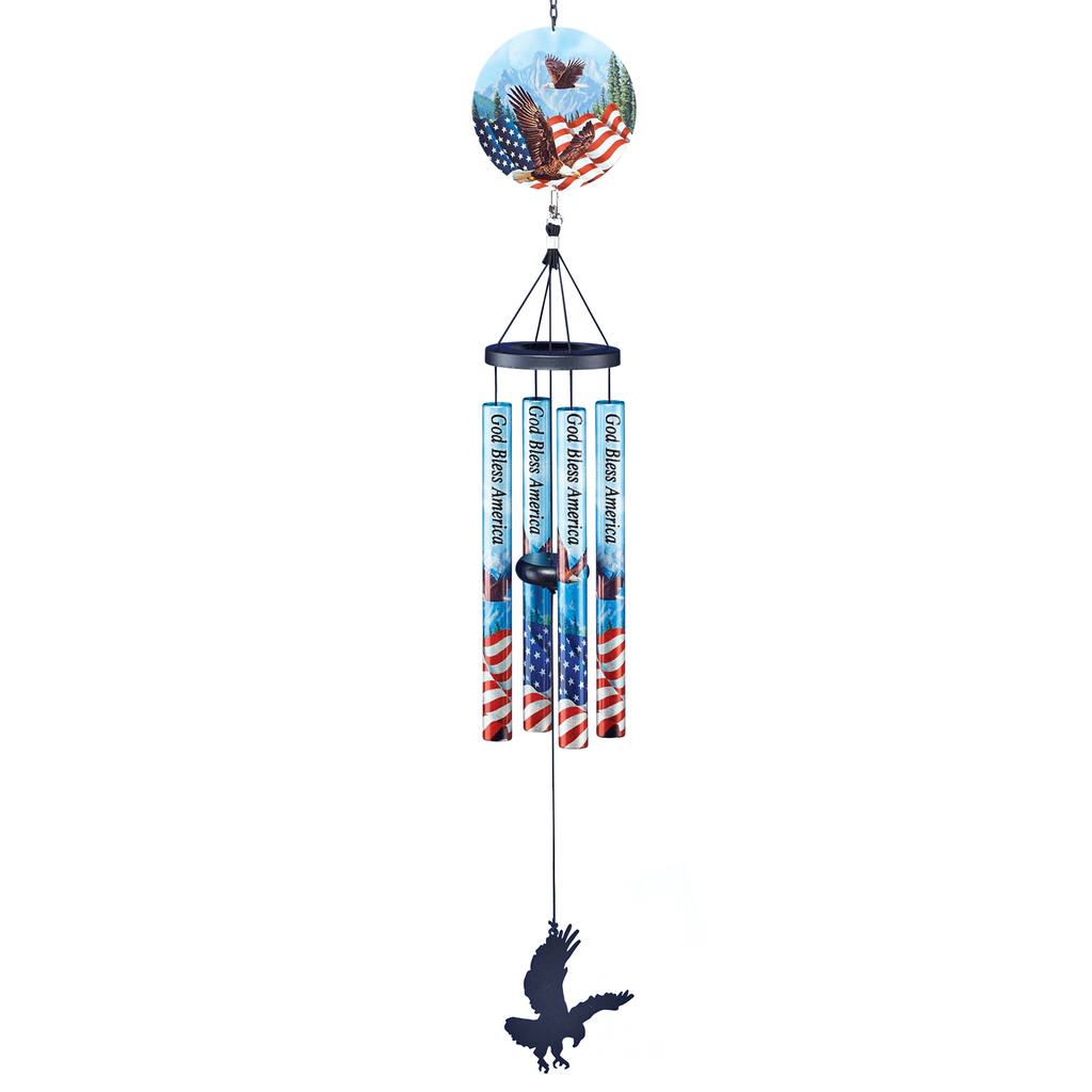 Patriotic God Bless America Eagle Wind Chime - 4.72 x 34 x 3.94