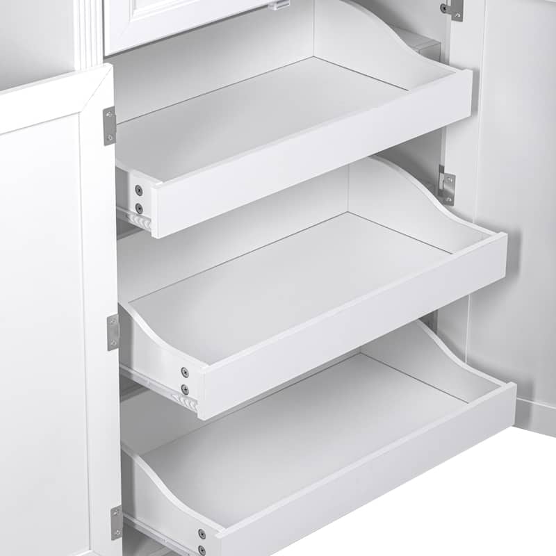 71" Tall Kitchen Pantry Cabinet with 3 Pull Out Cabinet Organizers, Farmhouse Embossed Texture Storage Cabinet