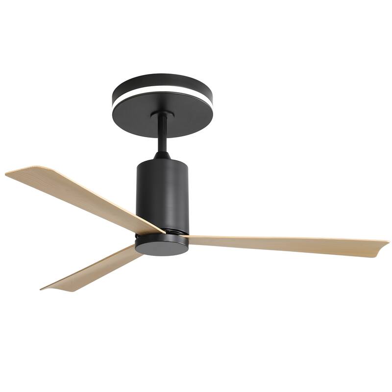 52 Inch Modern Flush Mount Ceiling Fan with led light and Remote Control,3 ABS Blades Noiseless Reversible DC Motor