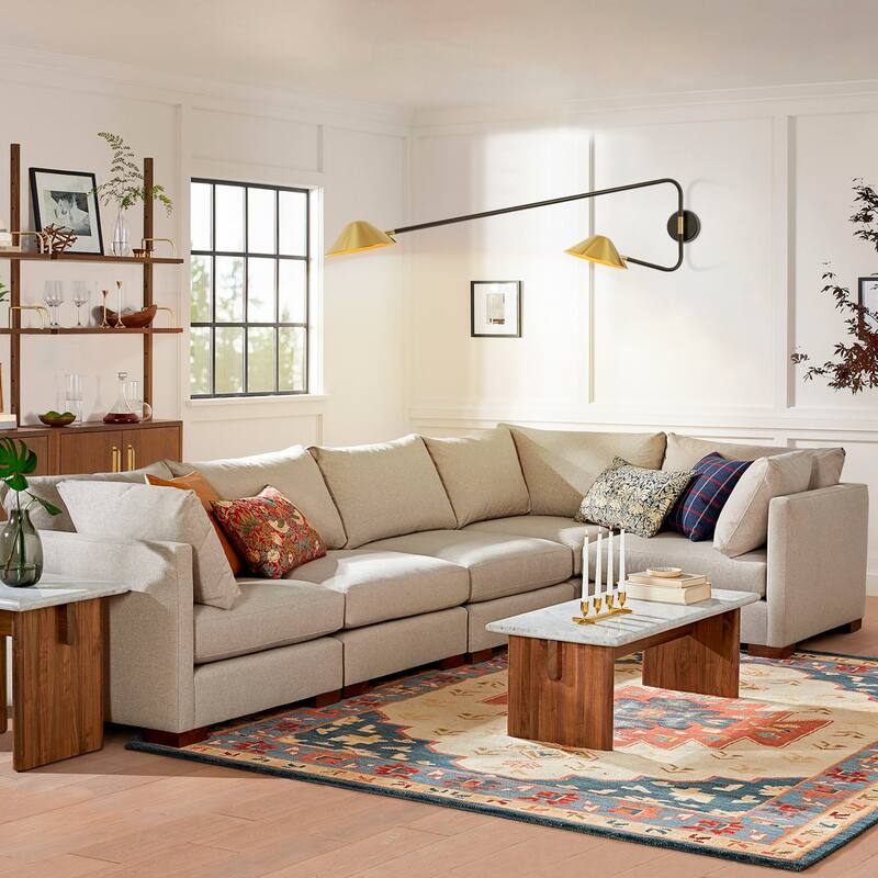 2-Light Mid-Century Modern Brass Sputnik Long Arm Double Wall Sconce for Hallways, Bedroom - 53.9 in. W x 13.8 in. H x 9.8 in. D