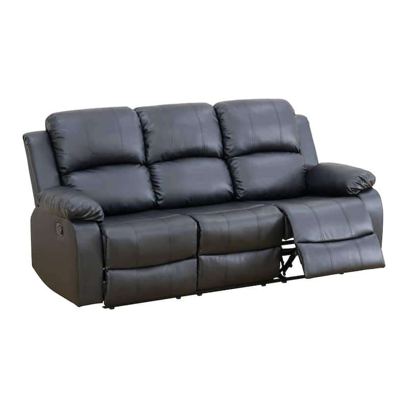 Black Regenerated Leather 3-Piece Couch Living Room Sofa Set