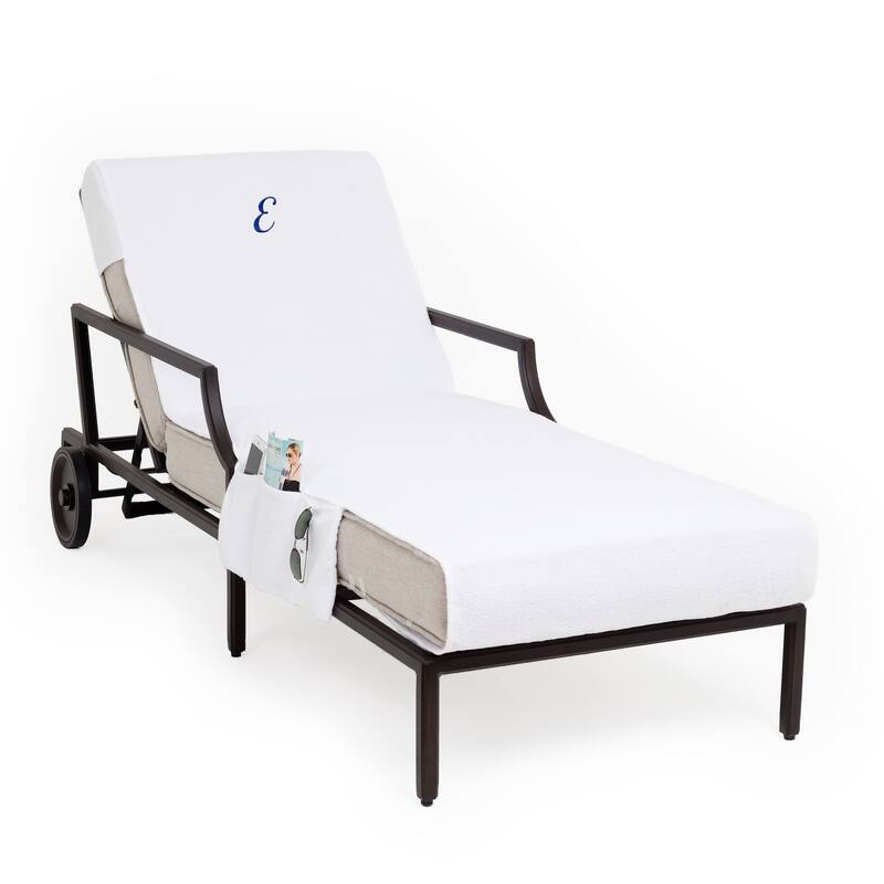 Authentic Hotel and Spa Personalized Standard Size Chaise Lounge Cover with Side Pockets - E