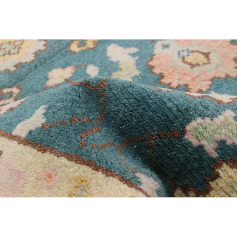 ECARPETGALLERY Hand-knotted Modern Oushak Teal Wool Rug - 2'6 x 9'10
