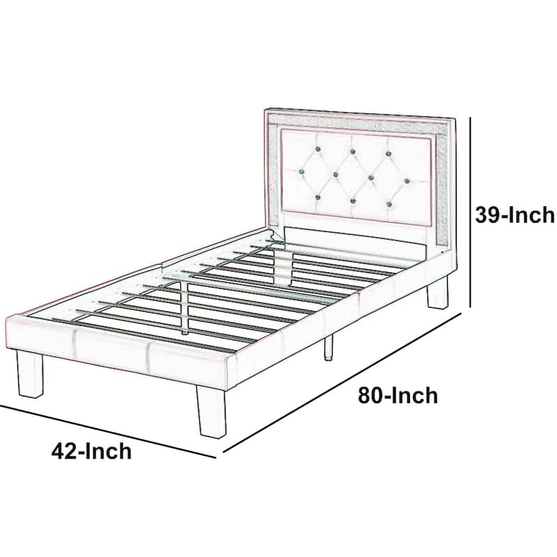 Polyurethane Twin Size Bed In High Headboard In Pink